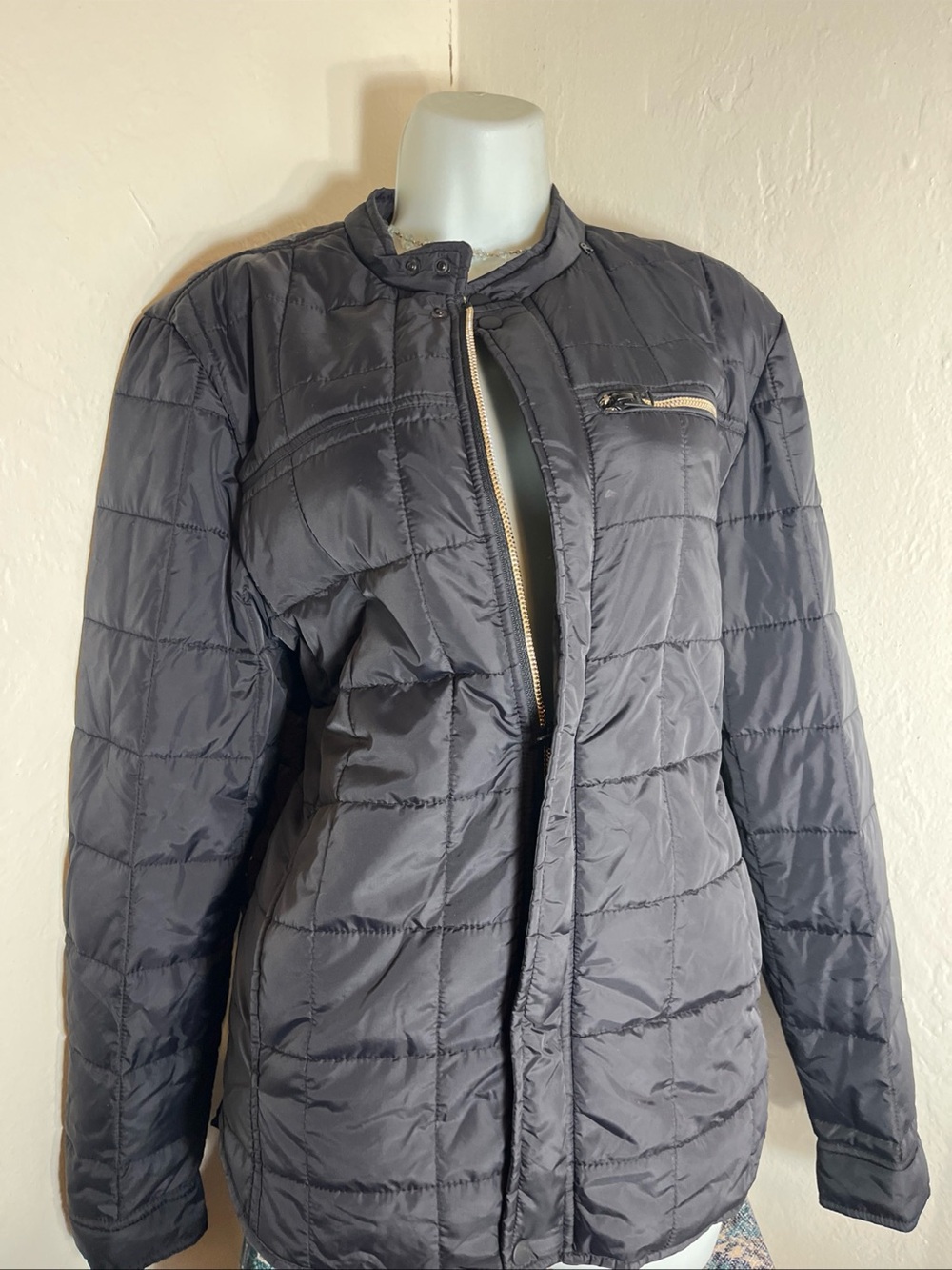 Replay Jacket Mens Size Medium Quilted Black Lightweight